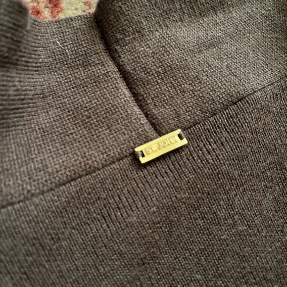 St. John wool brown two tone cardigan drape sweater layer M - Picture 8 of 8